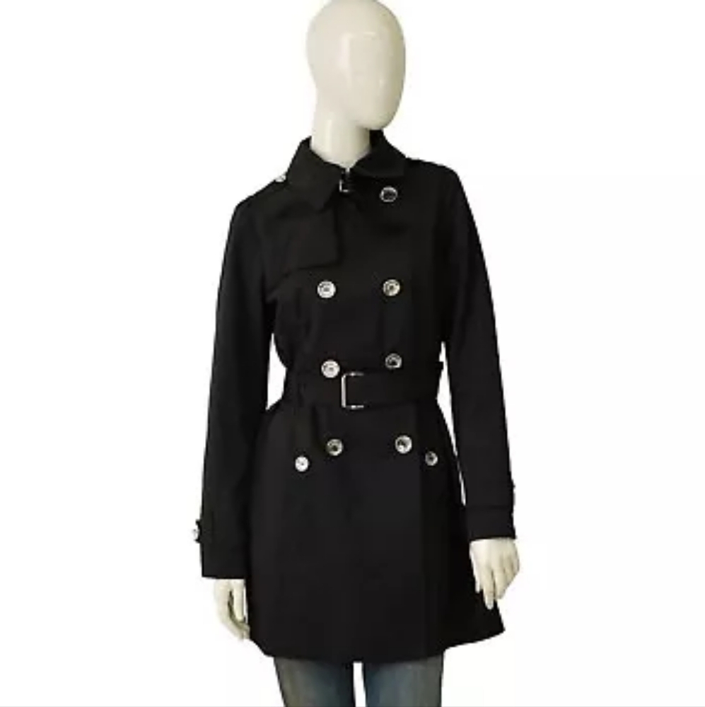 Michael Kors Black Tie Waist Trenchcoat Size M